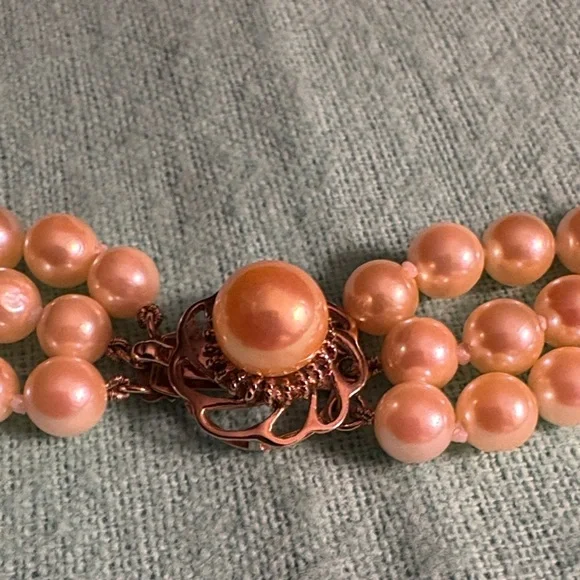Golden Akoya Pearls, Triple Strand 14K - Picture 4 of 12